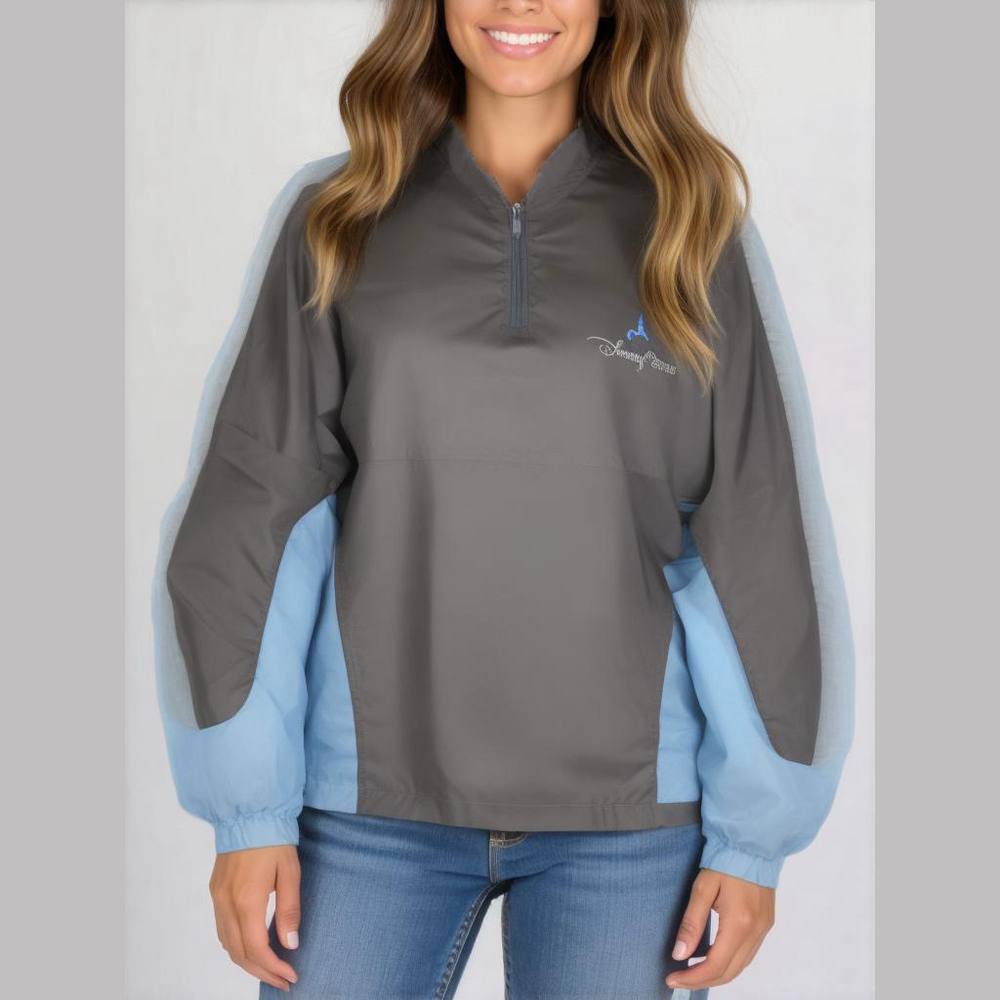 Walt Disney Parks Adult XS Gray Blue Rain Packable 1/4 Zip Windbreaker Jacket